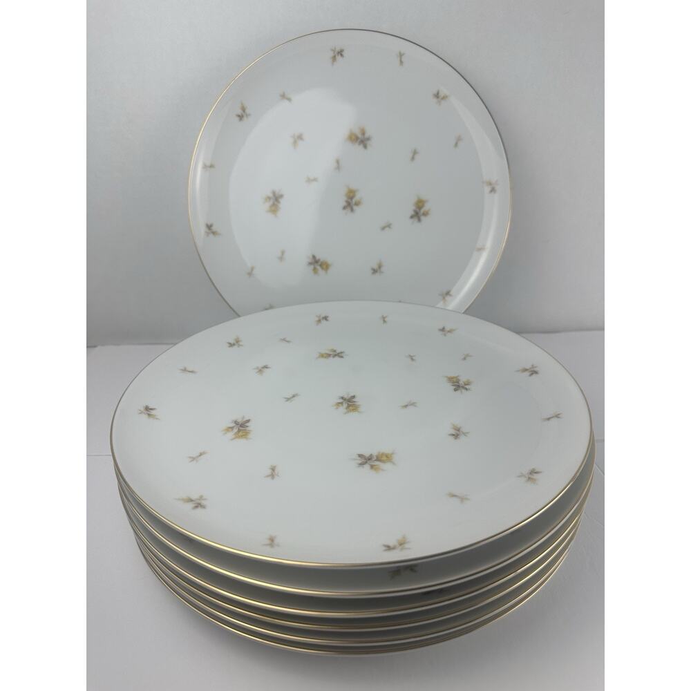 Cottage Core Sango Yellow Rose Chintz flower gold Trimmed Large Plates 10.5”